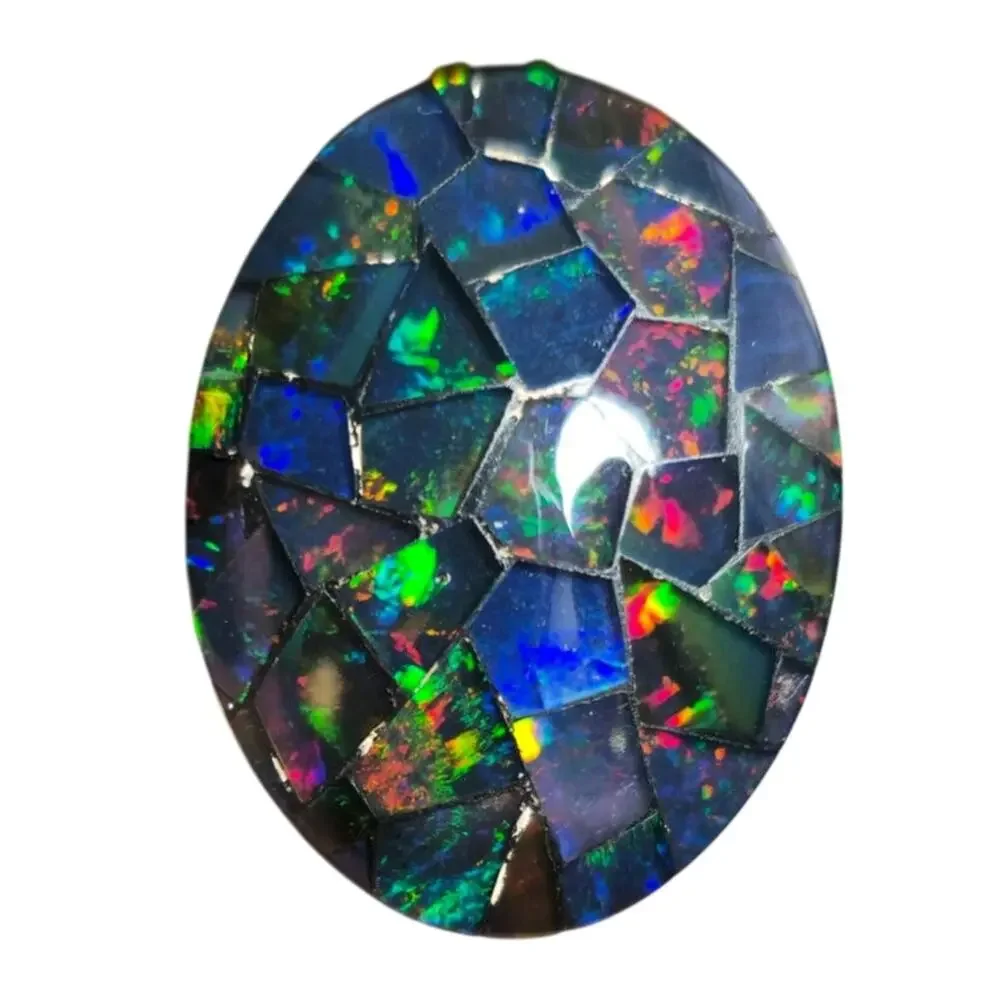 Vintage Large Australian Mosaic Opal Doublet Oval Cabochon 24.25 CT